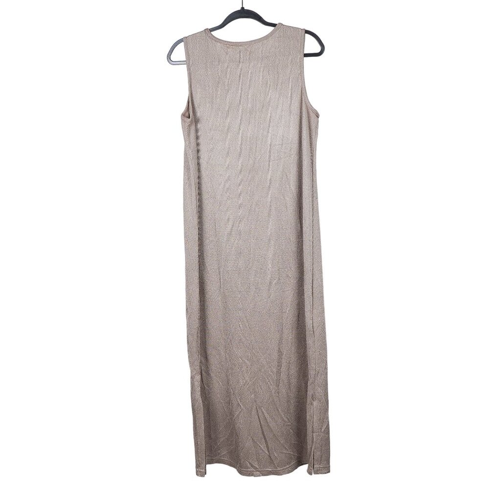 Melrose Studio Gold Dress M Womens Sleeveless Metallic Long Maxi Stretch Mexico - Picture 4 of 5